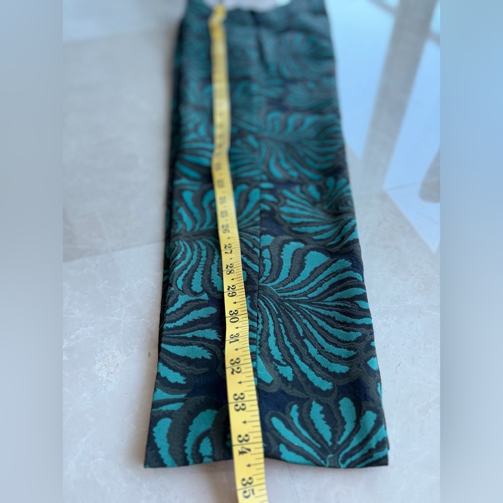 PIAZZA SEMPIONE  Teal , navy and dark brown Patterned Cropped Pants, Size 40 (S) - Picture 10 of 15